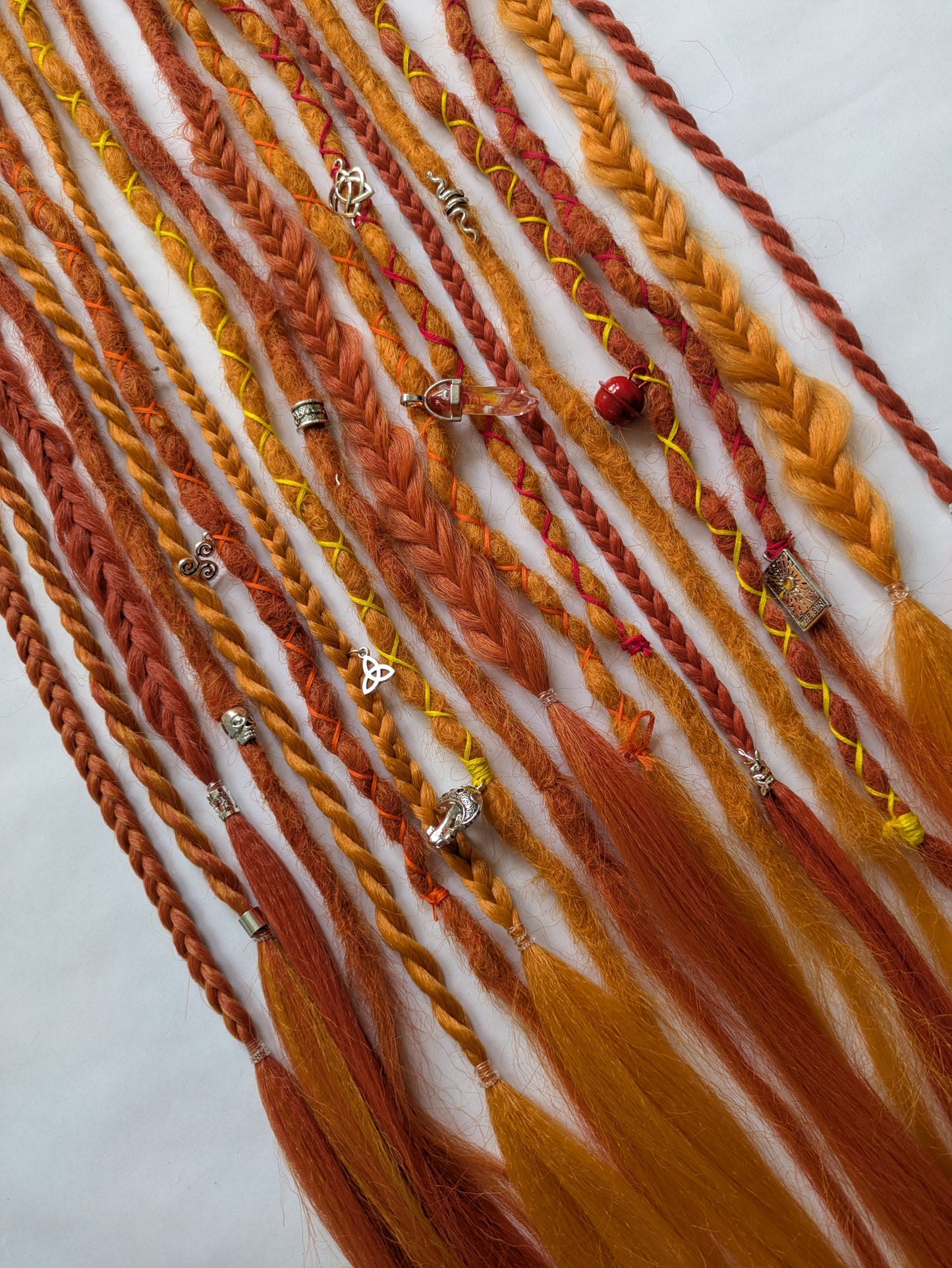 READY TO SHIP Accent set of firey orange dreadlocks and braids