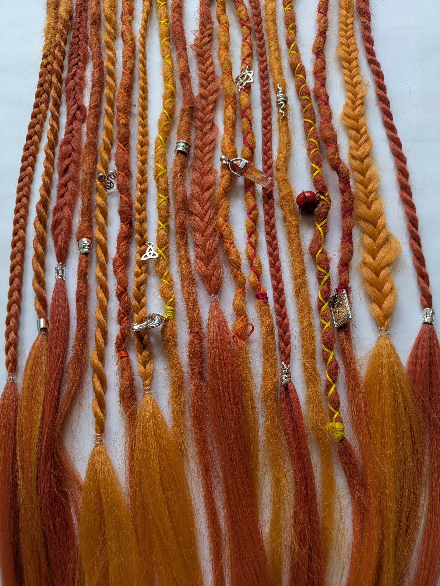 READY TO SHIP Accent set of firey orange dreadlocks and braids