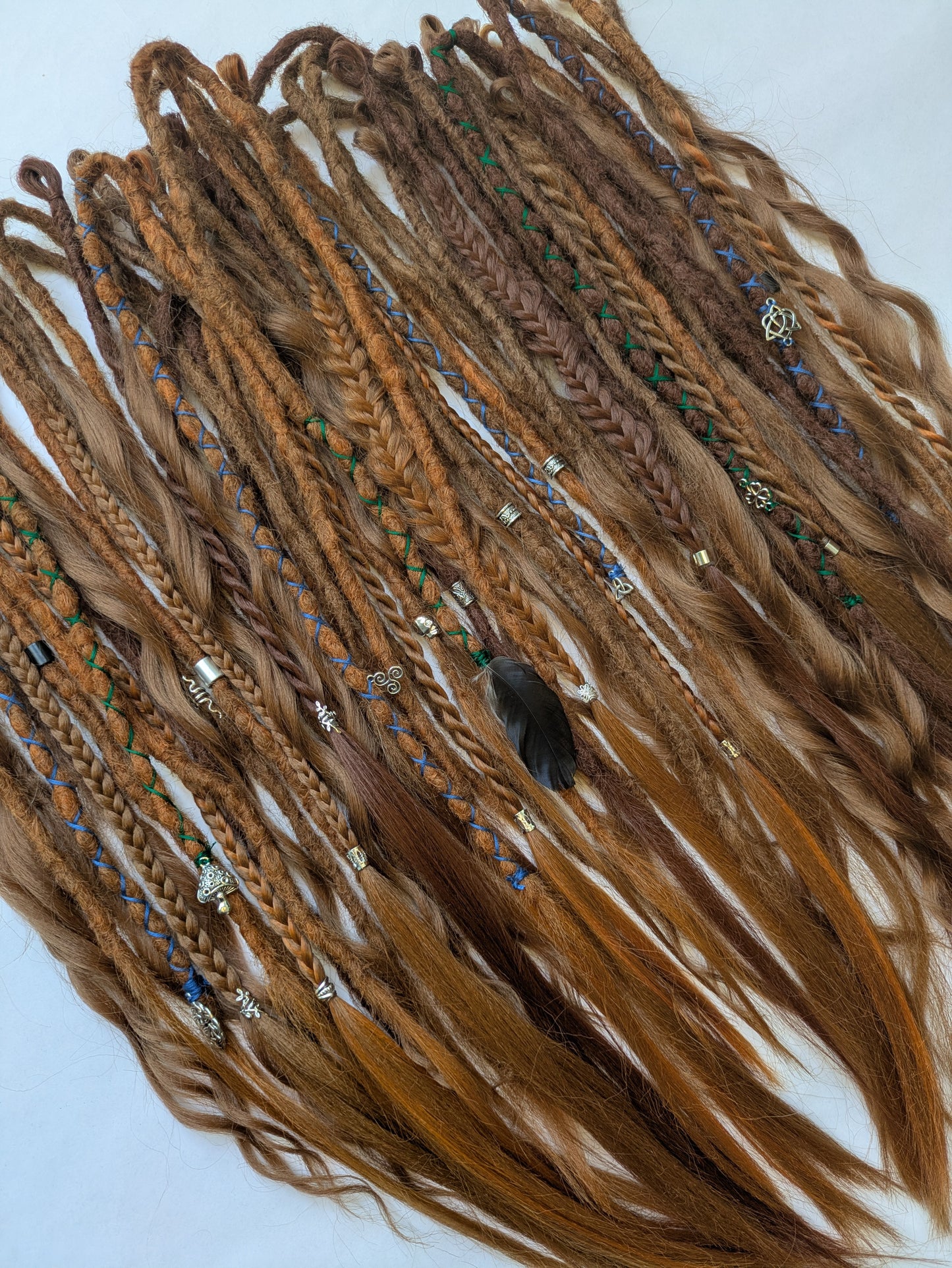READY TO SHIP Full head of Celtic themed braid in dreadlocks: ginger redhead cowboy copper brown auburn synthetic dreads loc extensions. High Quality Crochet Locs made with Henlon.