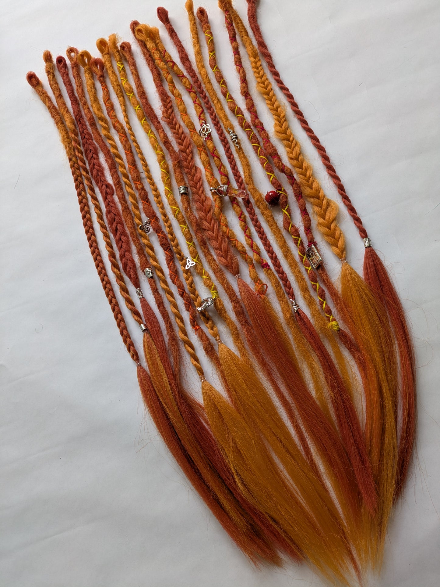 READY TO SHIP Accent set of firey orange dreadlocks and braids