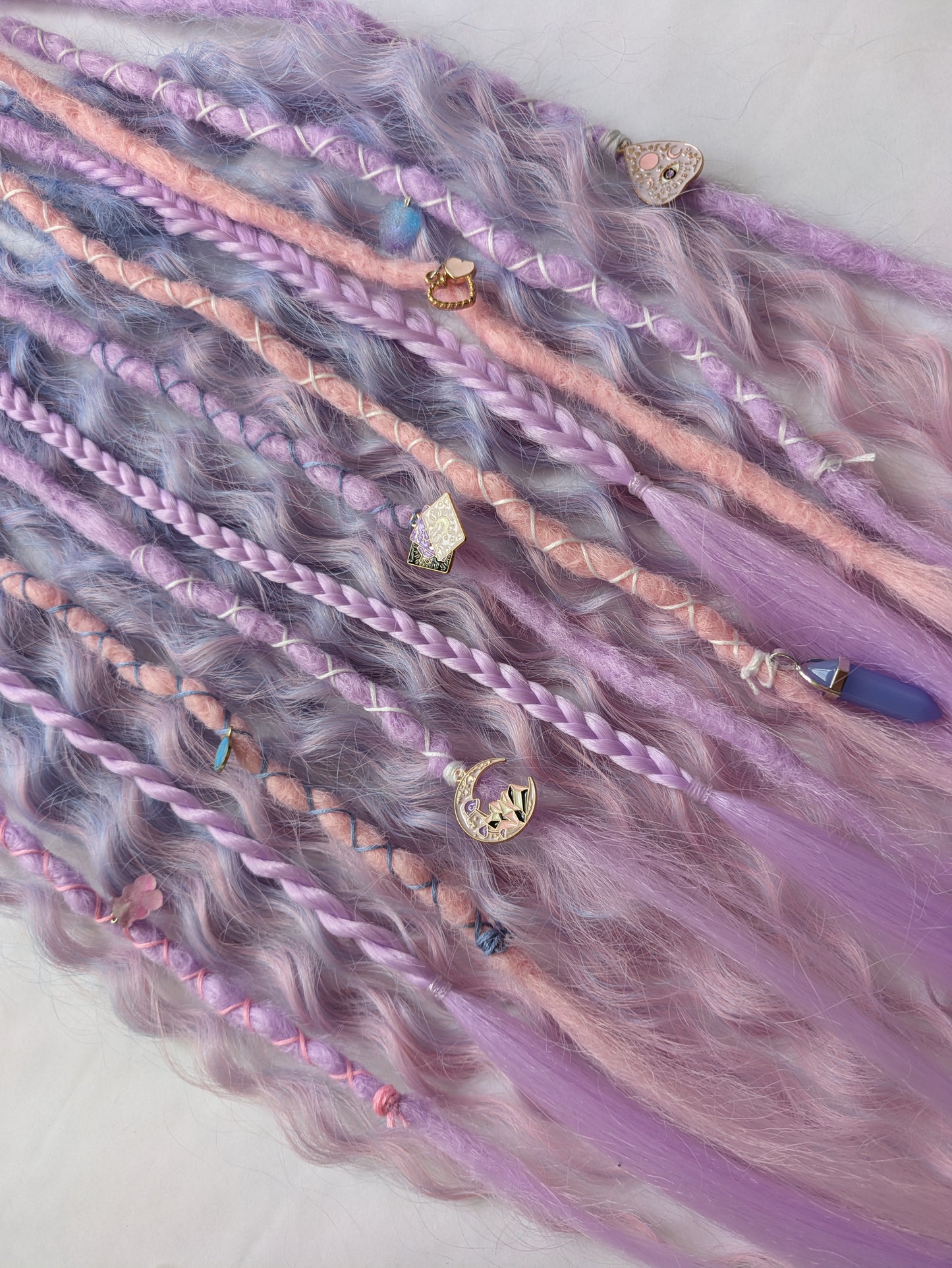 READY TO SHIP Accent set of dreamy pastel pink purple and blue dreadlocks and hybrid locks