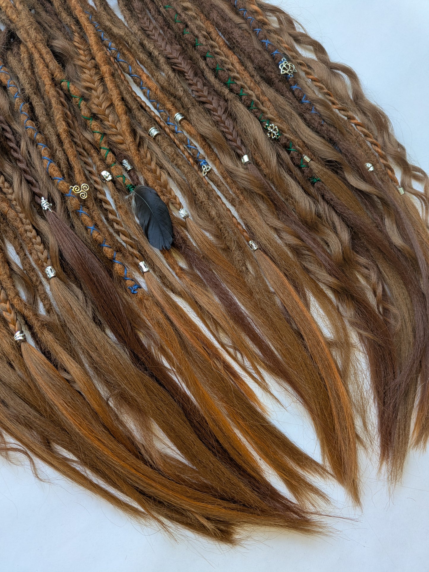 READY TO SHIP Full head of Celtic themed braid in dreadlocks: ginger redhead cowboy copper brown auburn synthetic dreads loc extensions. High Quality Crochet Locs made with Henlon.