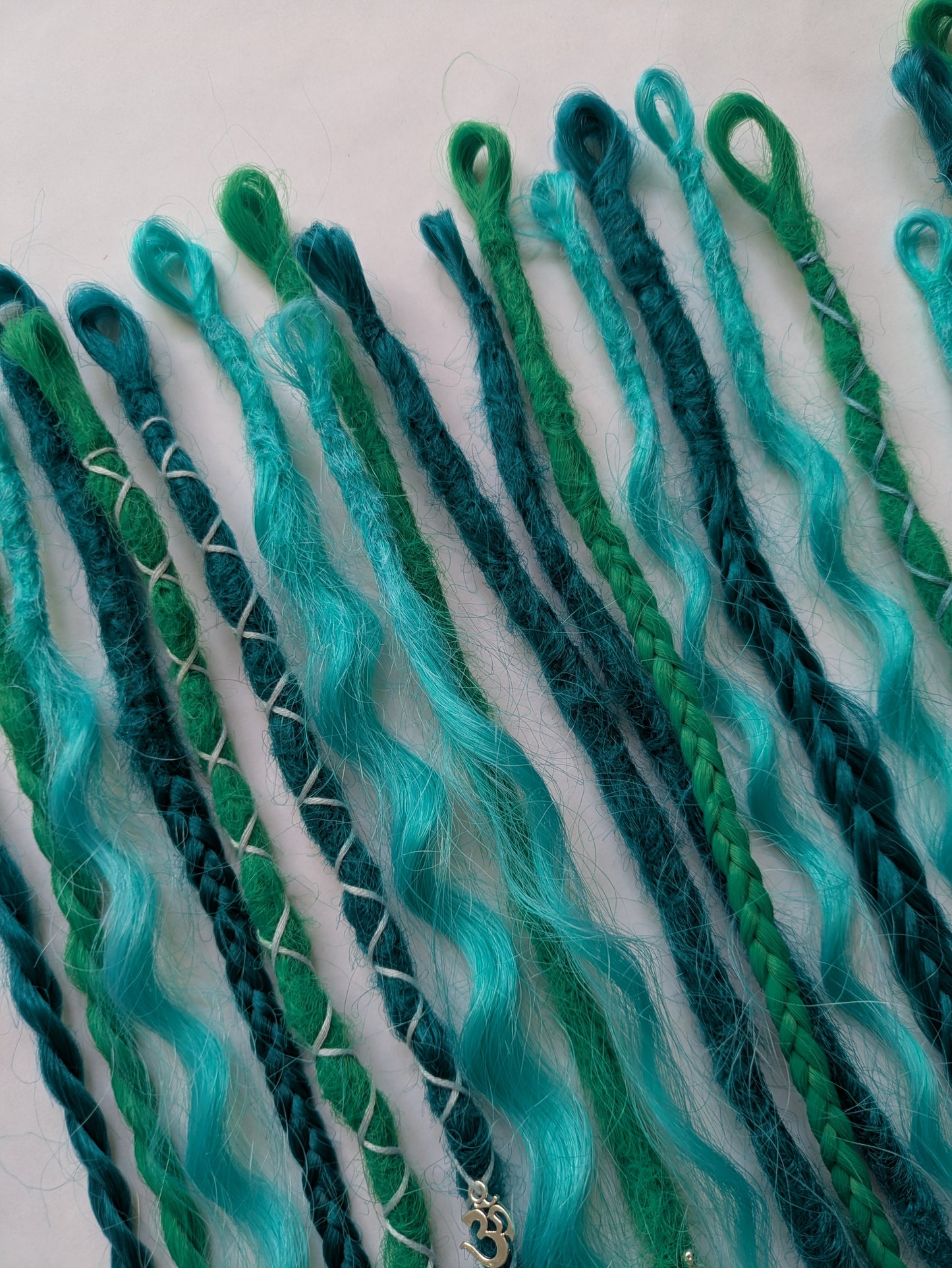 READY TO SHIP Accent set of dreamy sea blue and green dreadlocks and hybrid locks