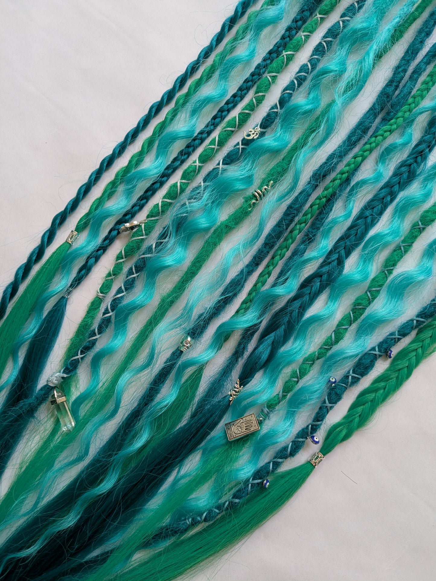 READY TO SHIP Accent set of dreamy sea blue and green dreadlocks and hybrid locks