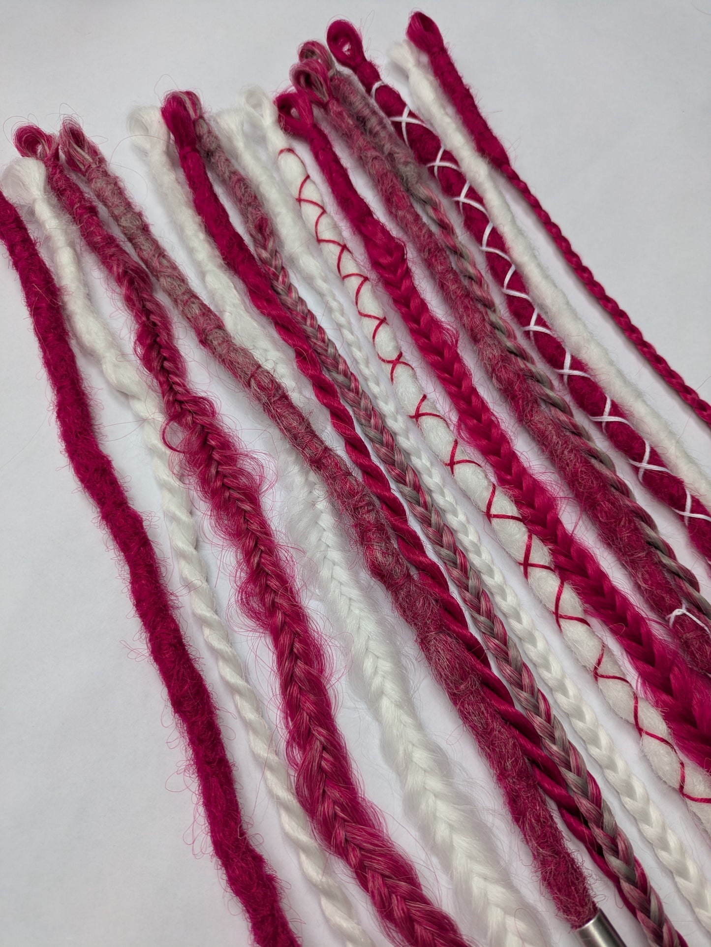 Be My Valentine 💖 READY TO SHIP dreadlock accent set white and cherry blossom pink 🌸 dreads braids. 15 x single ended braid in extensions.High Quality Crochet made with Henlon.