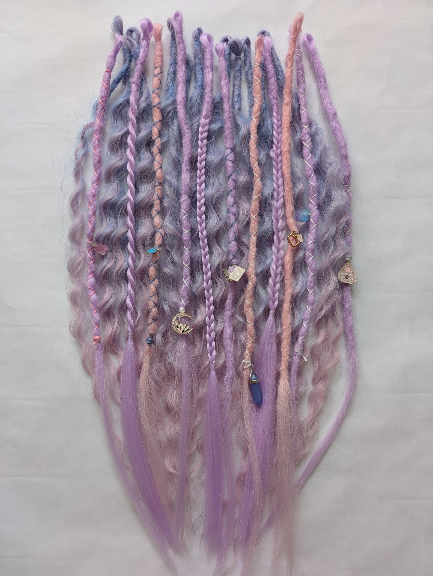 READY TO SHIP Accent set of dreamy pastel pink purple and blue dreadlocks and hybrid locks
