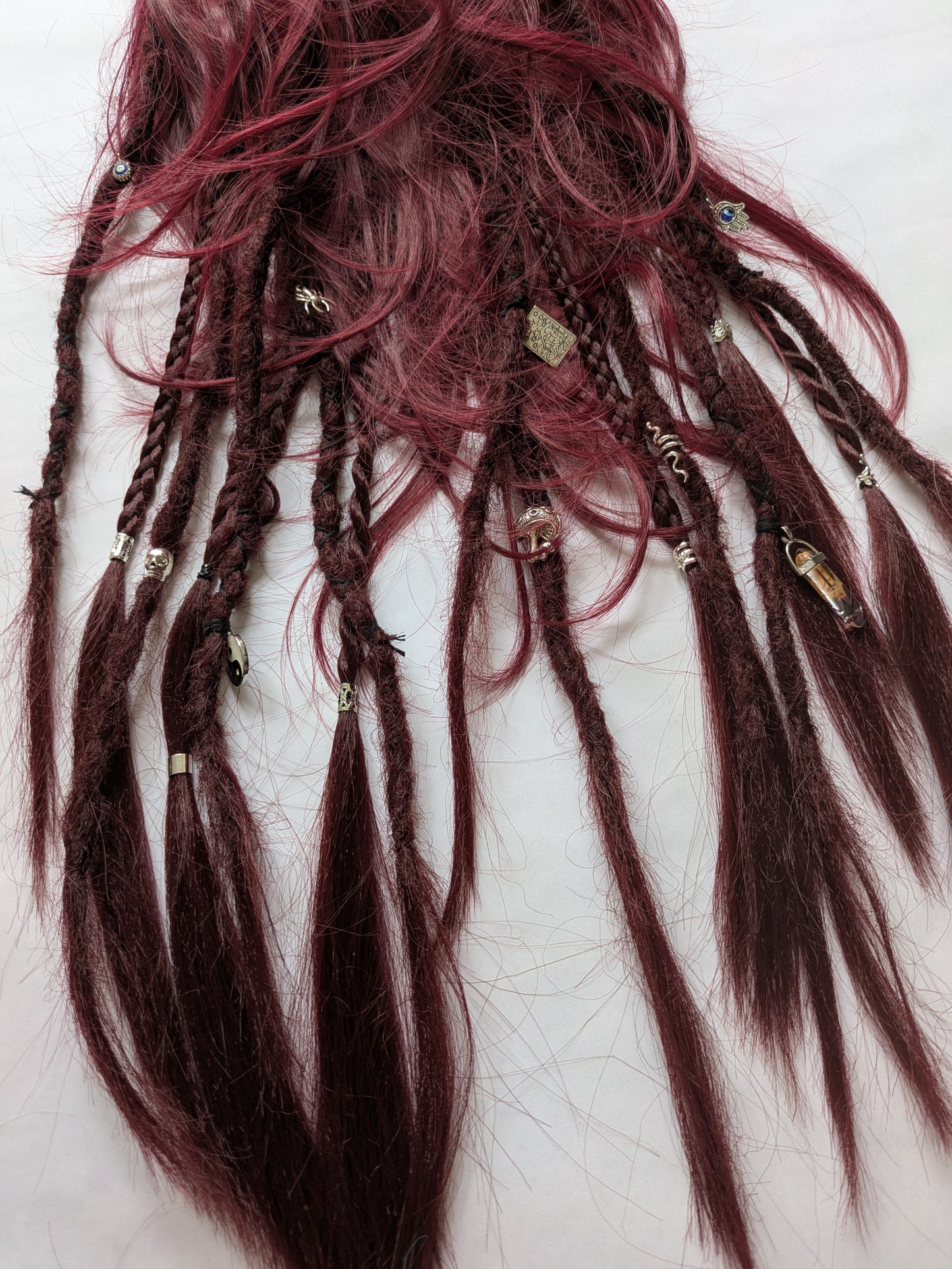 READY TO SHIP Burgundy Claw Clip Dreadlock Ponytail