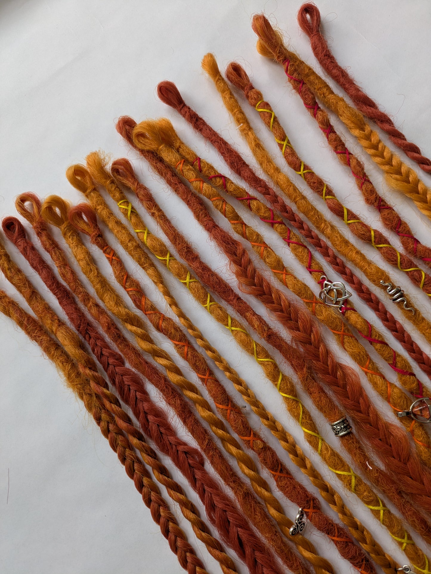 READY TO SHIP Accent set of firey orange dreadlocks and braids