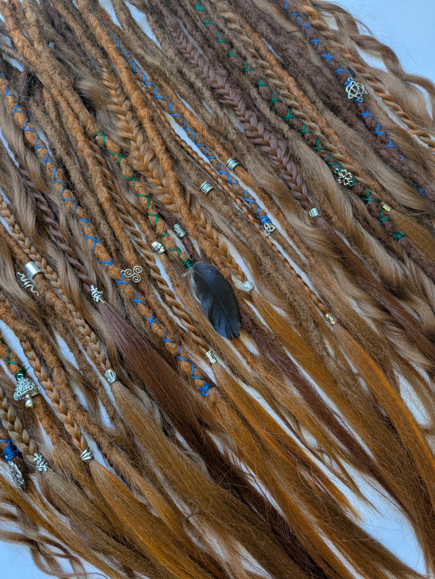 READY TO SHIP Full head of Celtic themed braid in dreadlocks: ginger redhead cowboy copper brown auburn synthetic dreads loc extensions. High Quality Crochet Locs made with Henlon.