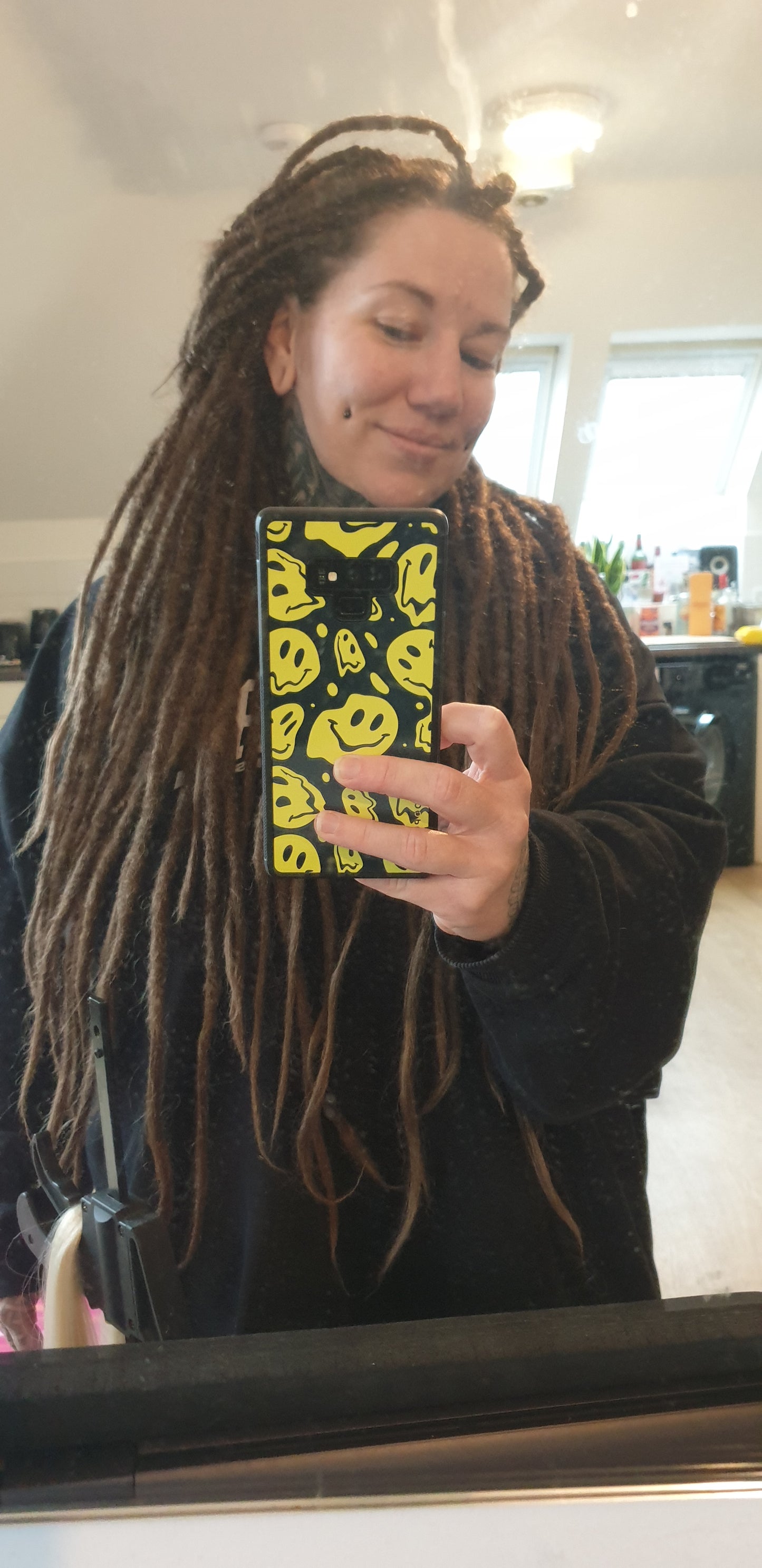 READY TO SHIP Preloved full head of light brown brunette synthetic braid in Dreadlocks made with henlon