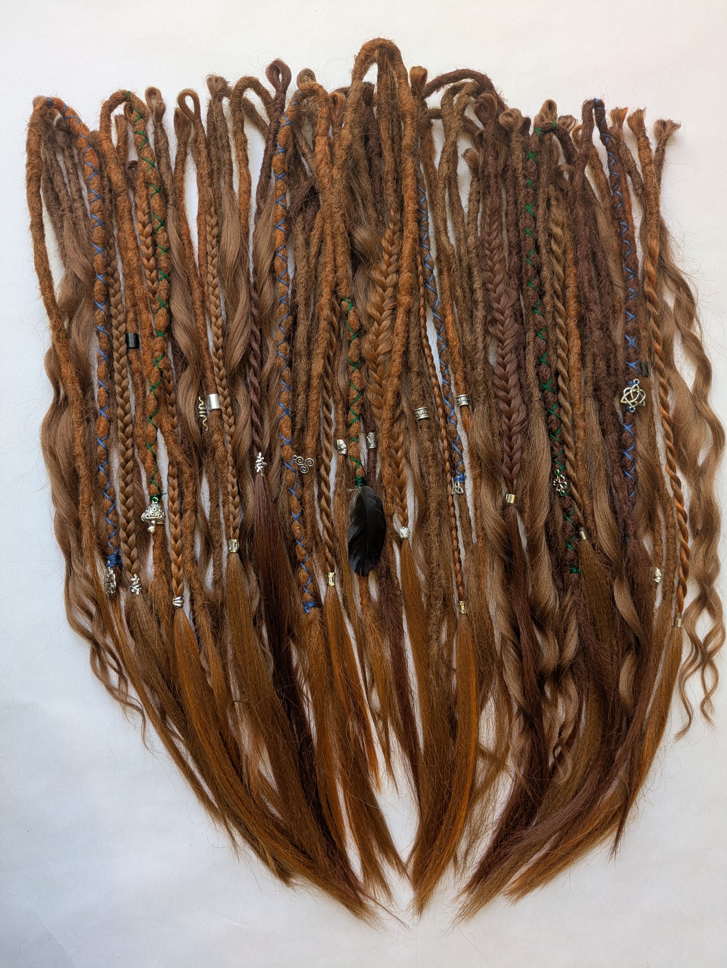 READY TO SHIP Full head of Celtic themed braid in dreadlocks: ginger redhead cowboy copper brown auburn synthetic dreads loc extensions. High Quality Crochet Locs made with Henlon.