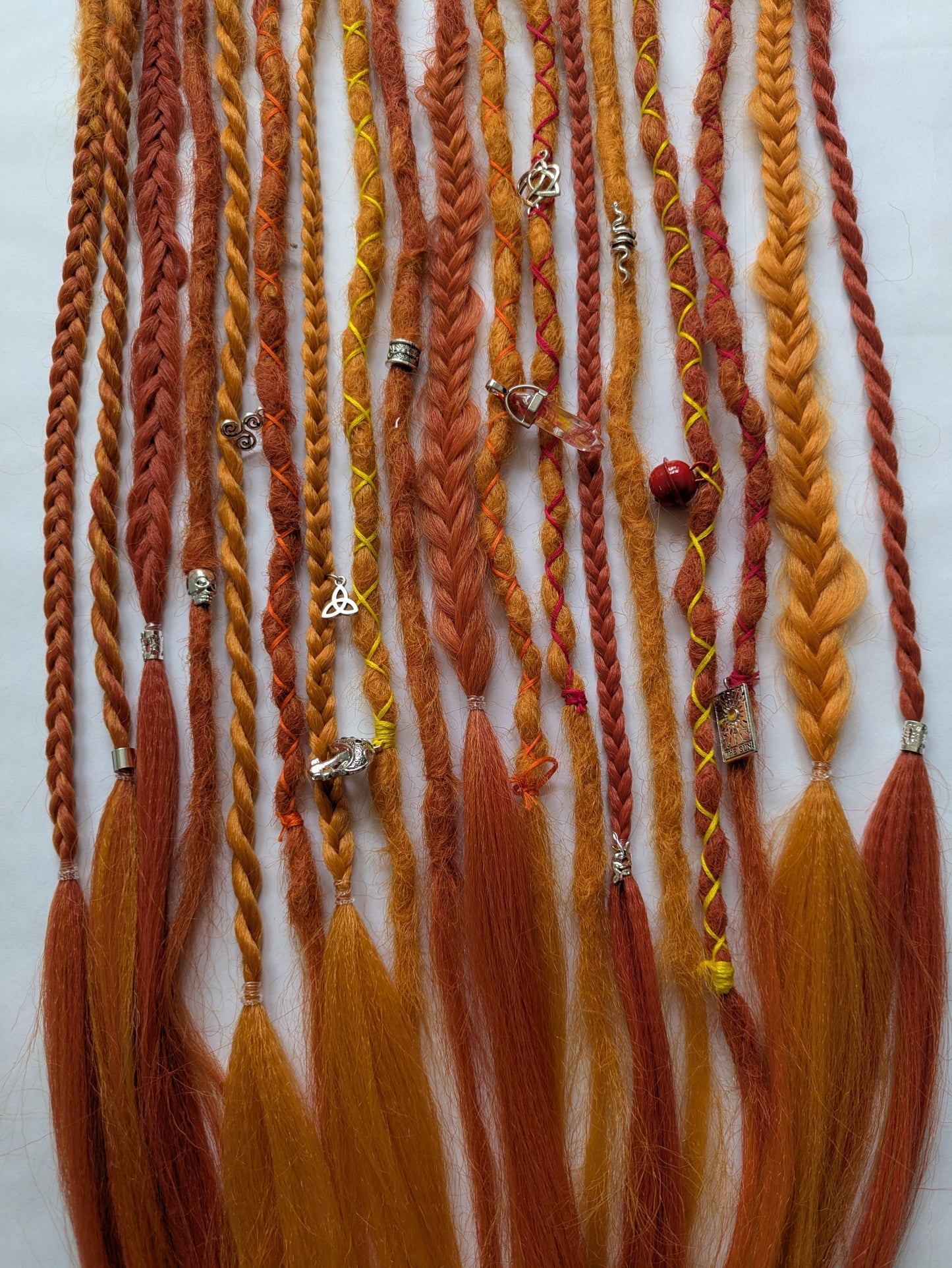 READY TO SHIP Accent set of firey orange dreadlocks and braids